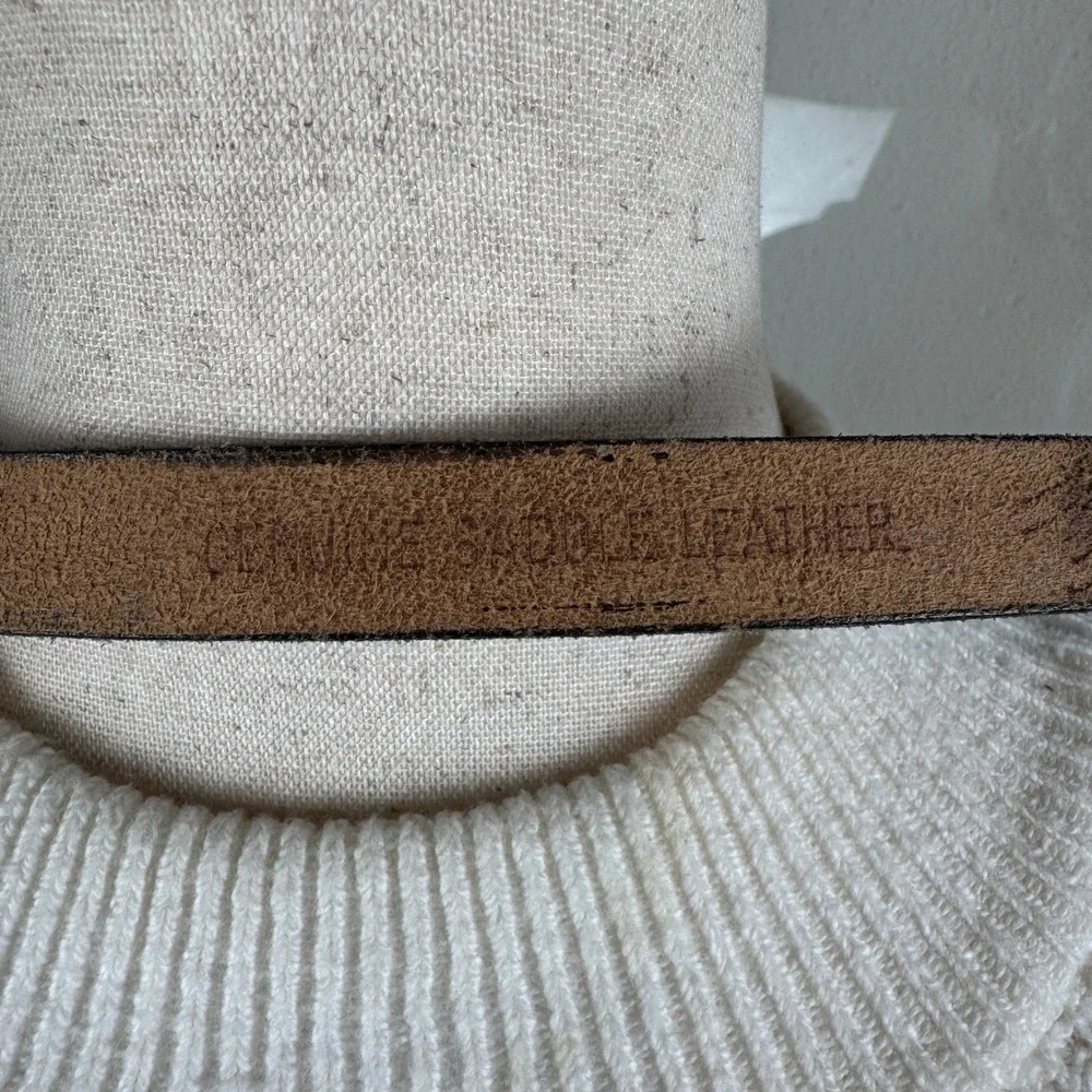 Dark Academia Minimalist Vintage 90s Burgundy Oxblood Leather Belt Womens XS